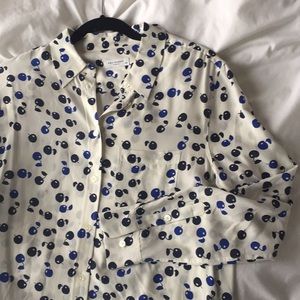 Equipment 100% silk blue cherry blouse